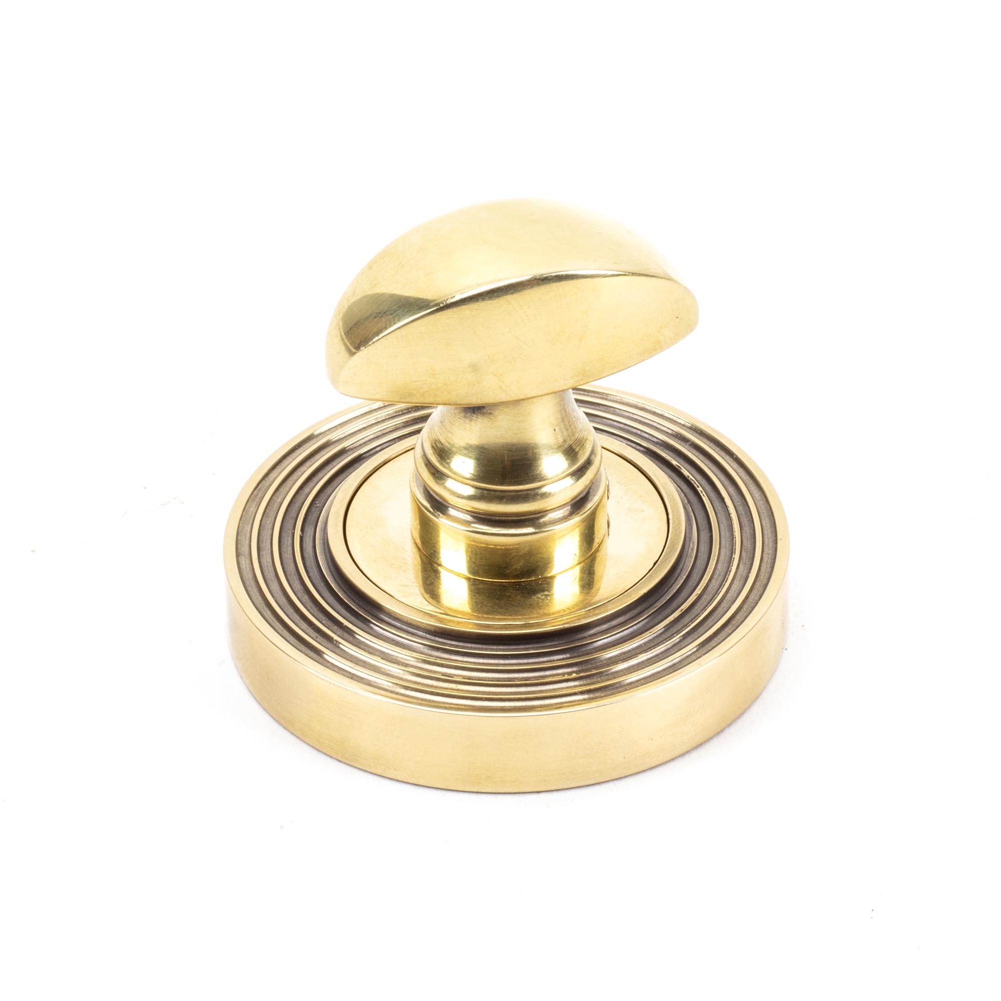 aged brass round thumbturn set (beehive)