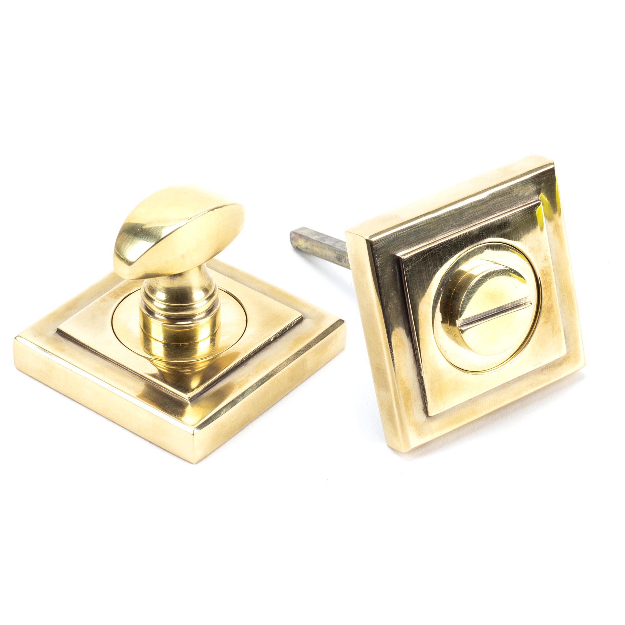 aged brass round thumbturn set (square)
