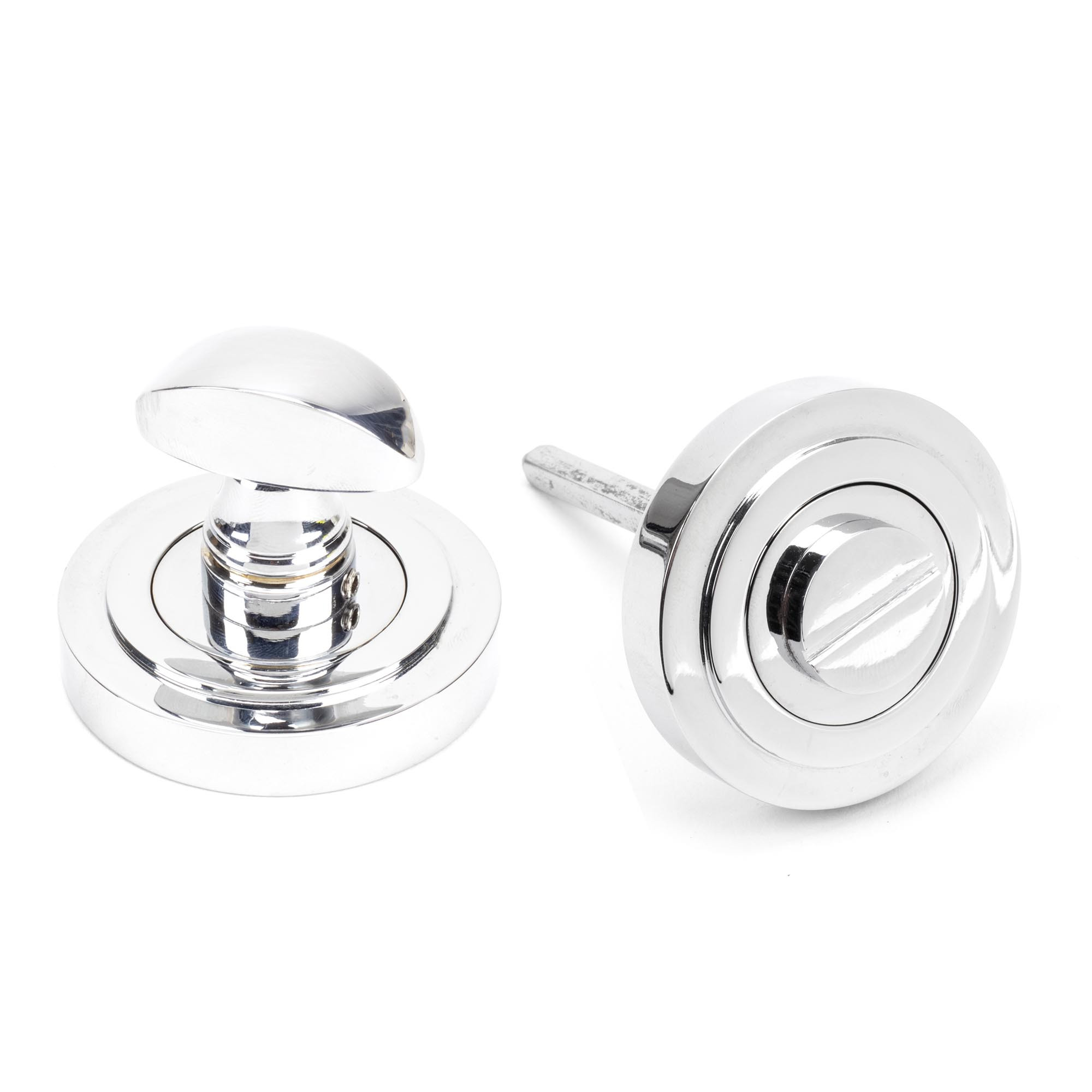 polished chrome round thumbturn set (art deco)