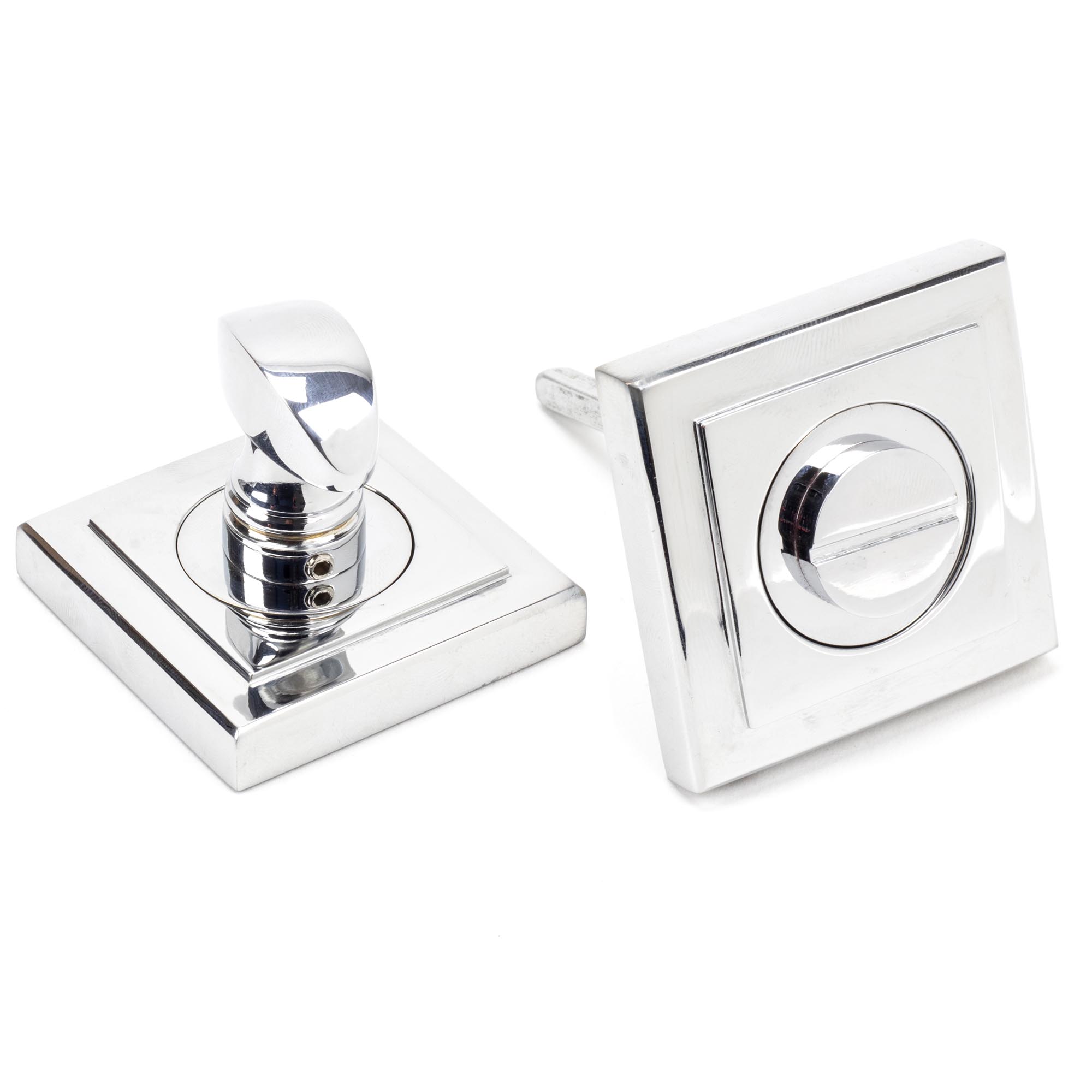 polished chrome round thumbturn set (square)