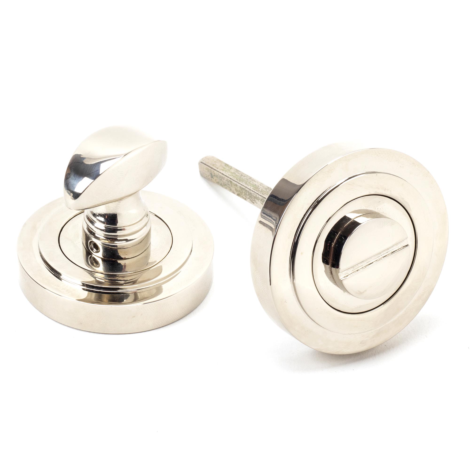 polished nickel round thumbturn set (art deco)
