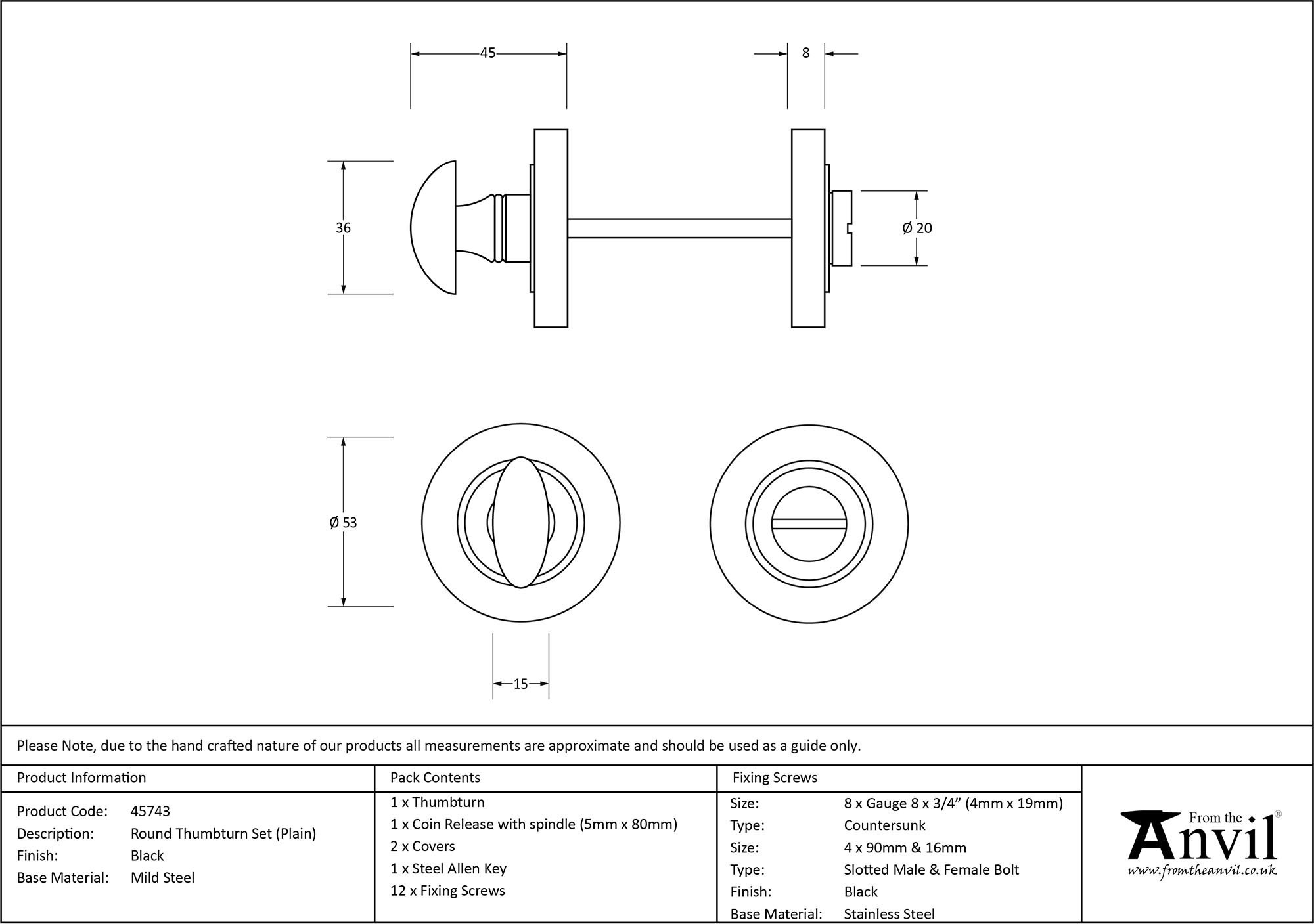 black round thumbturn set (plain)