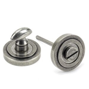 pewter round thumbturn set (art deco)