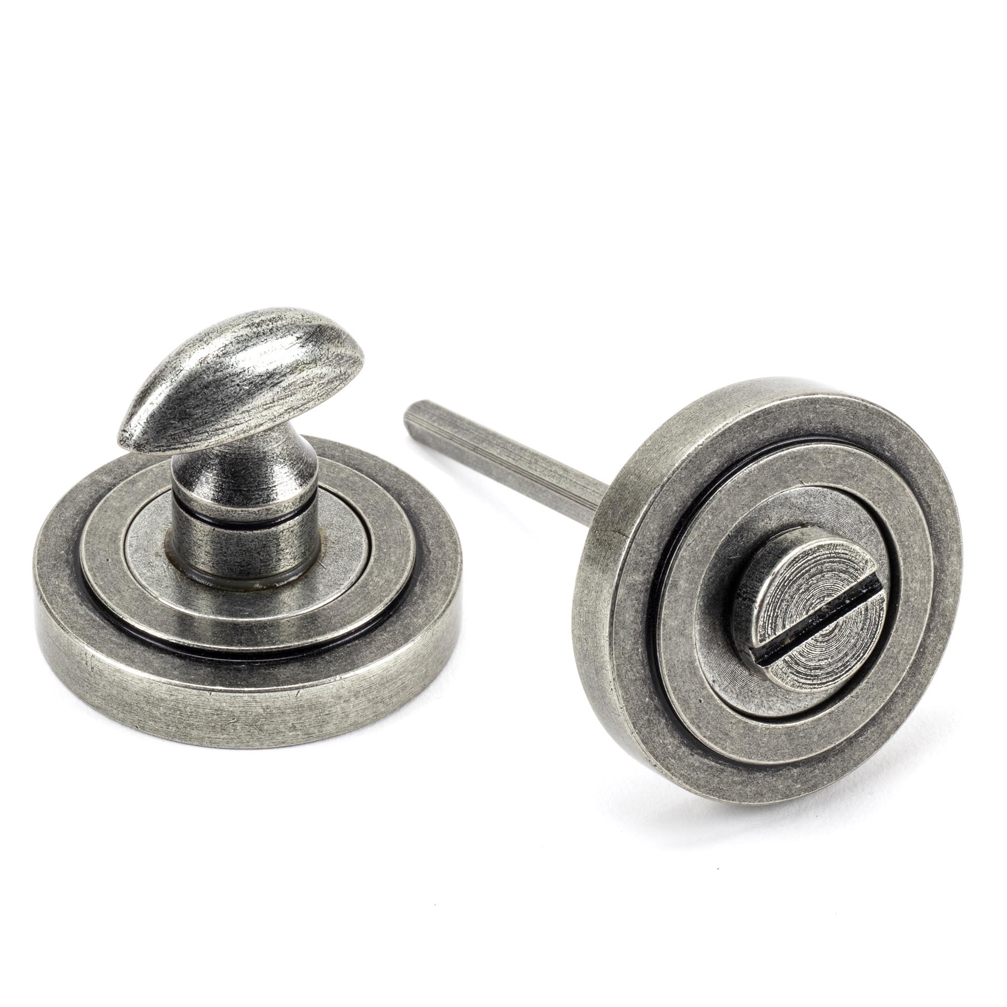 pewter round thumbturn set (art deco)