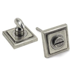 pewter round thumbturn set (square)