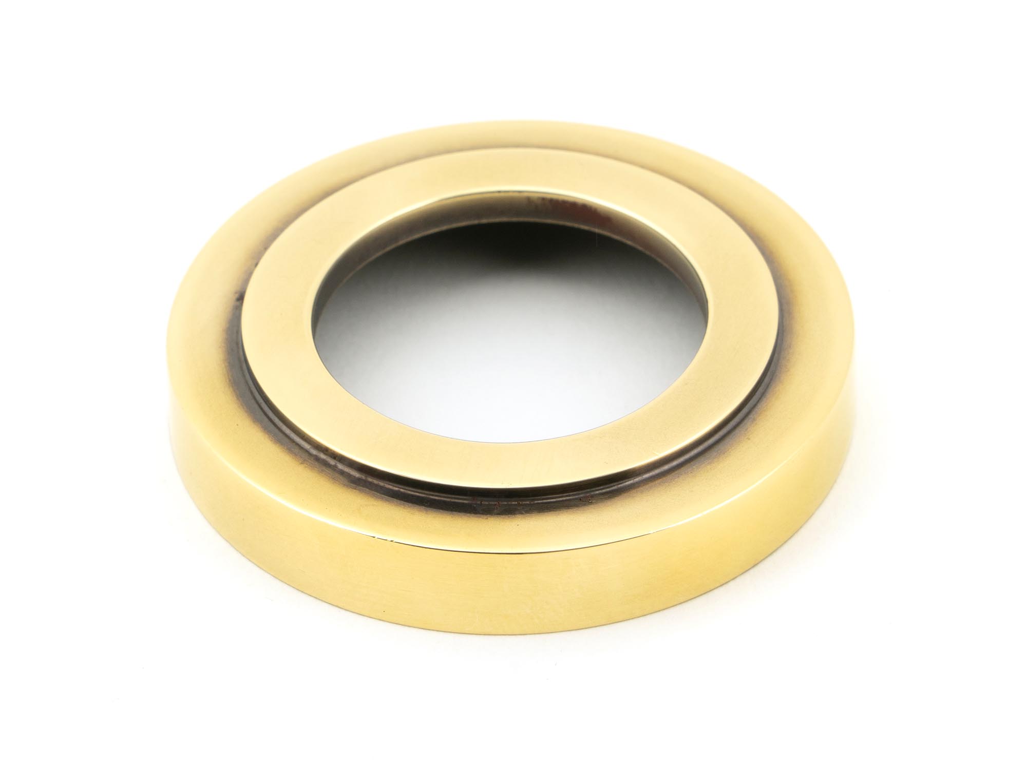 aged brass newbury lever on rose set (art deco)