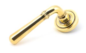 aged brass newbury lever on rose set (art deco)