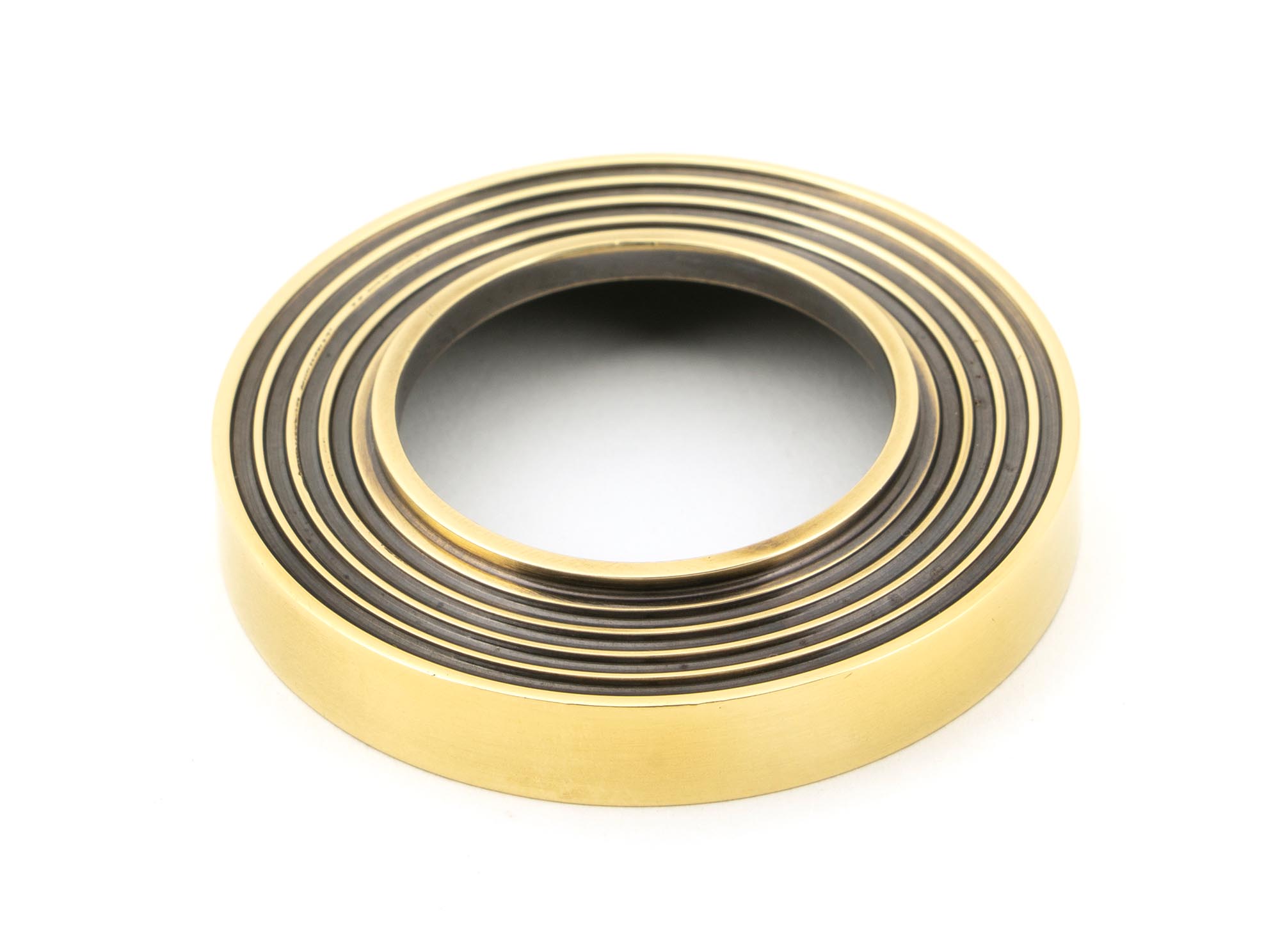 aged brass newbury lever on rose set (beehive)