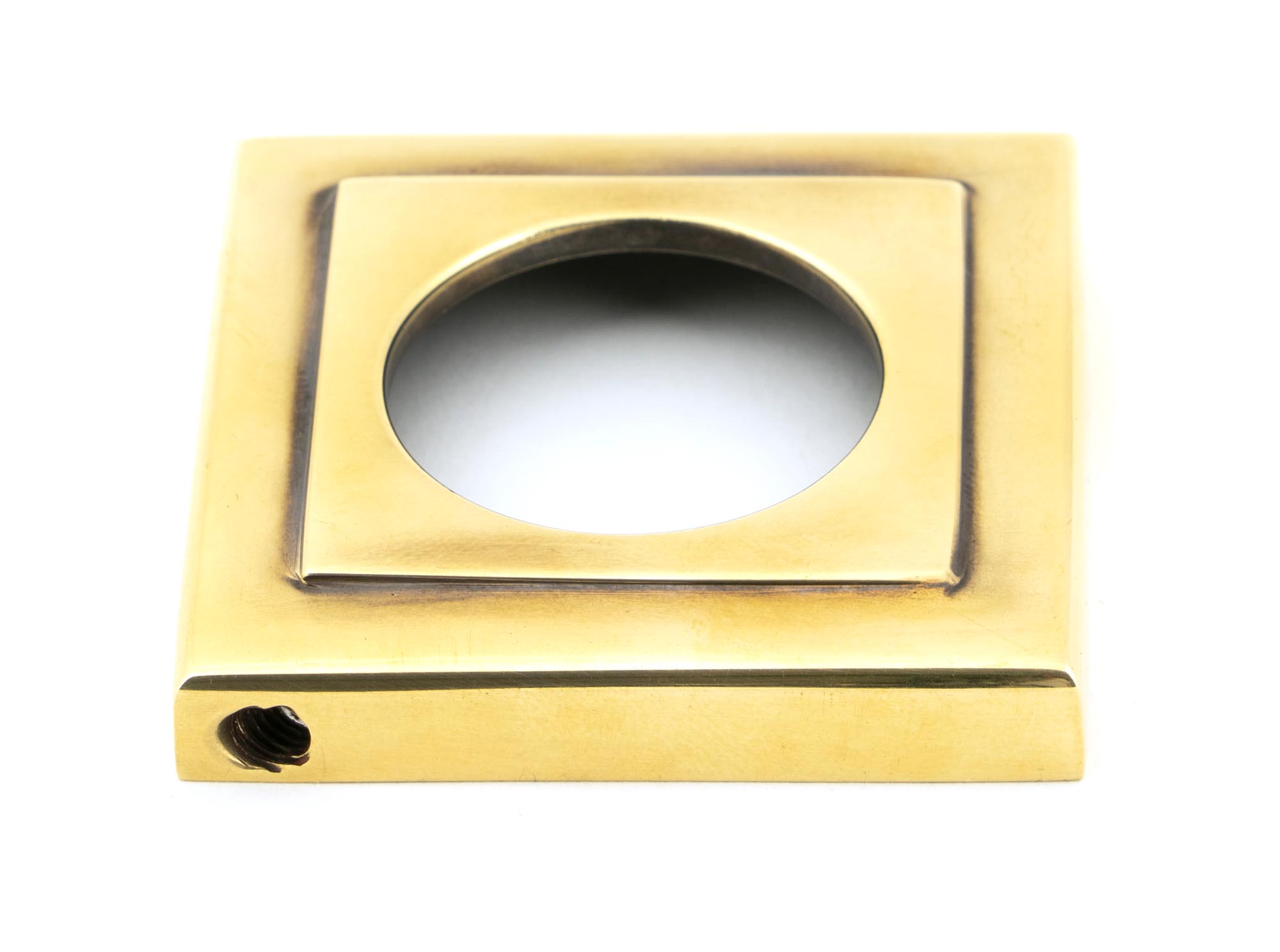 aged brass newbury lever on rose set (square)