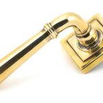 aged brass newbury lever on rose set (square)