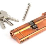 polished bronze 35t/45 5pin euro cylinder/thumbturn