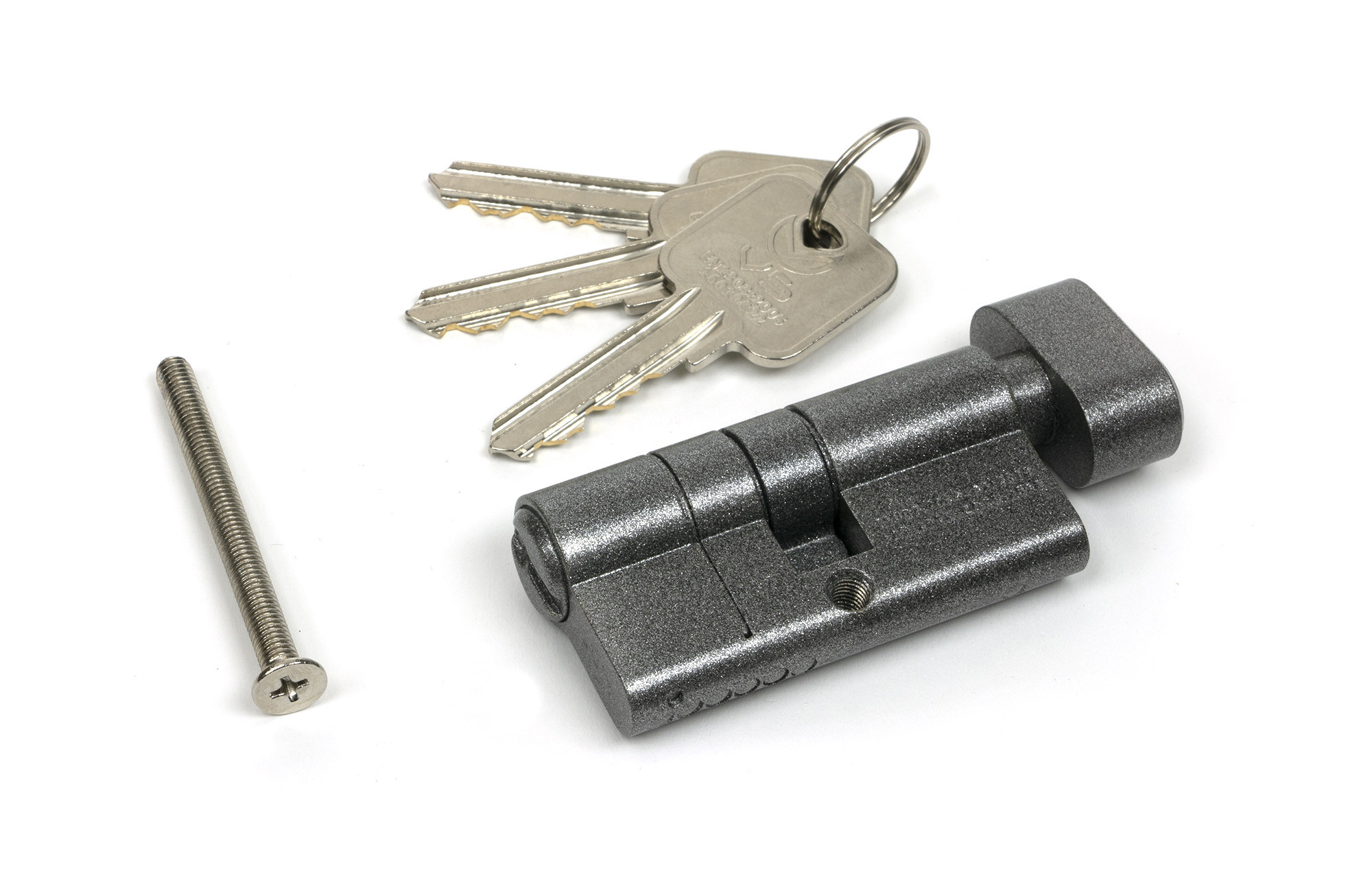 pewter 30/30 5pin euro cylinder/thumbturn ka