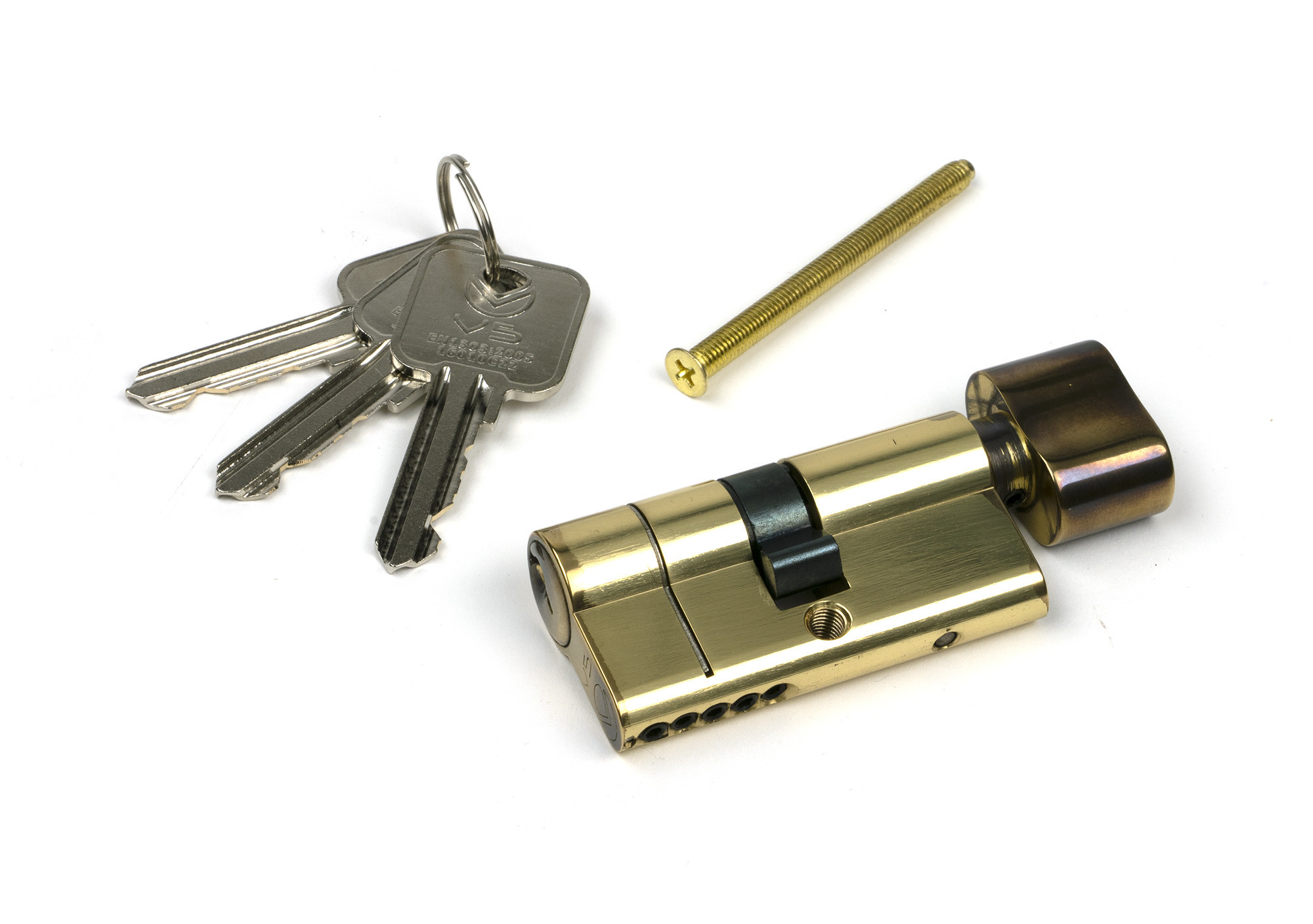 aged brass 30/30 5pin euro cylinder/thumbturn ka