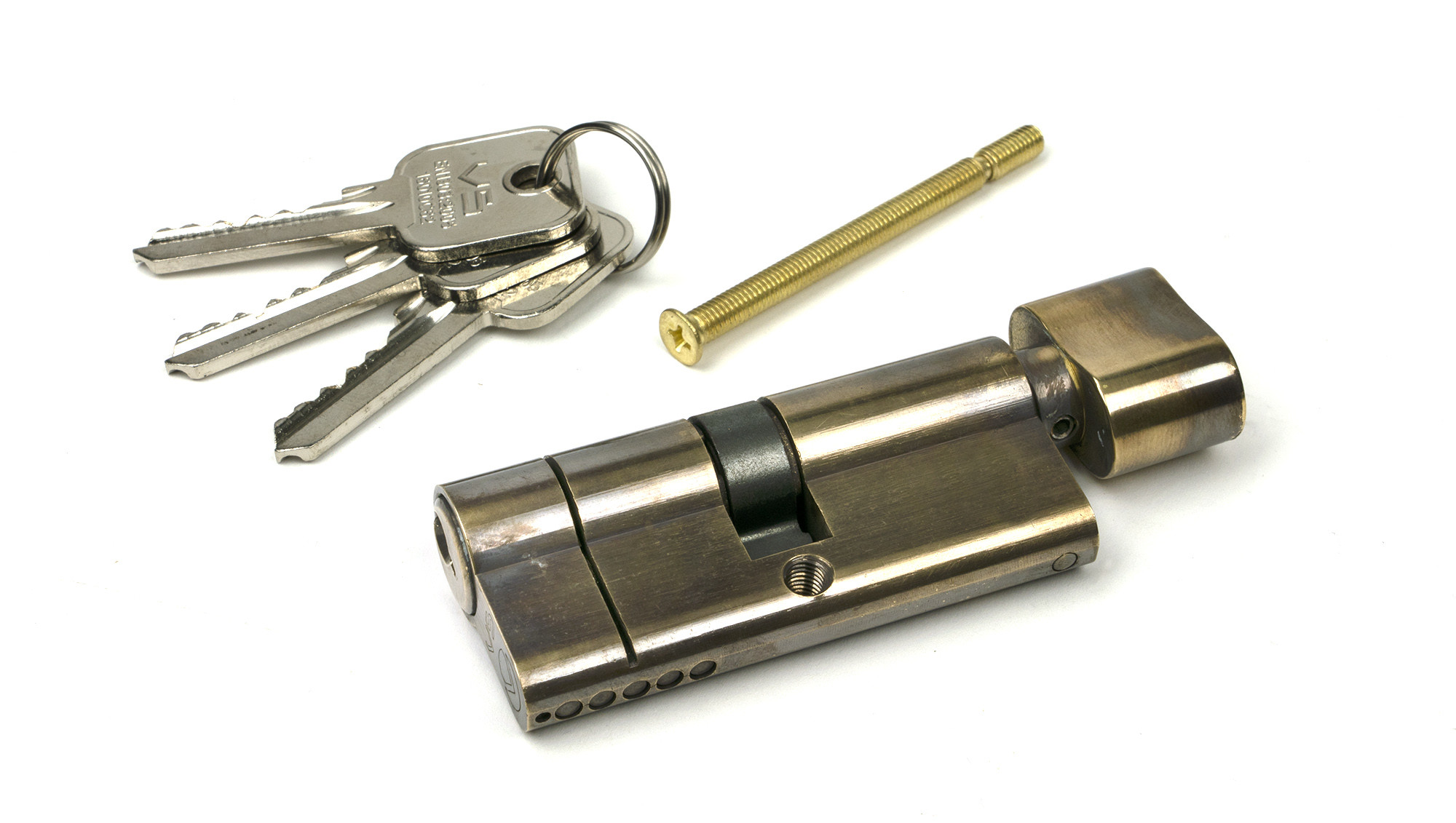 aged brass 35/35 5pin euro cylinder/thumbturn ka