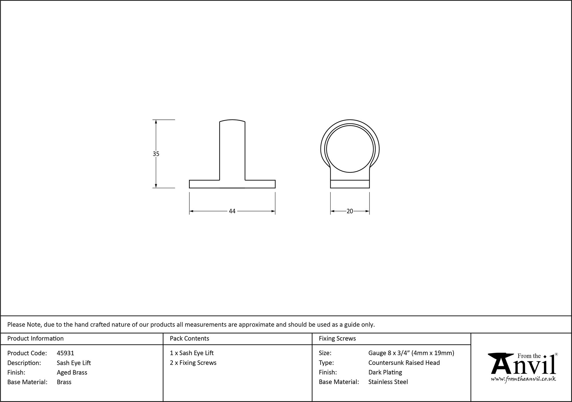 aged brass sash eye lift