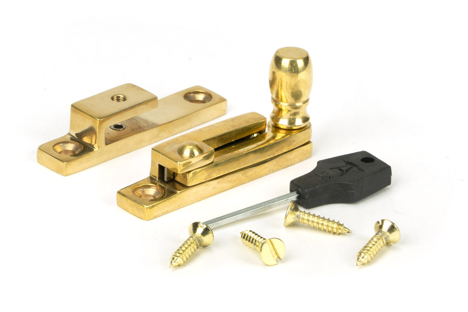 polished brass mushroom quadrant fastener narrow