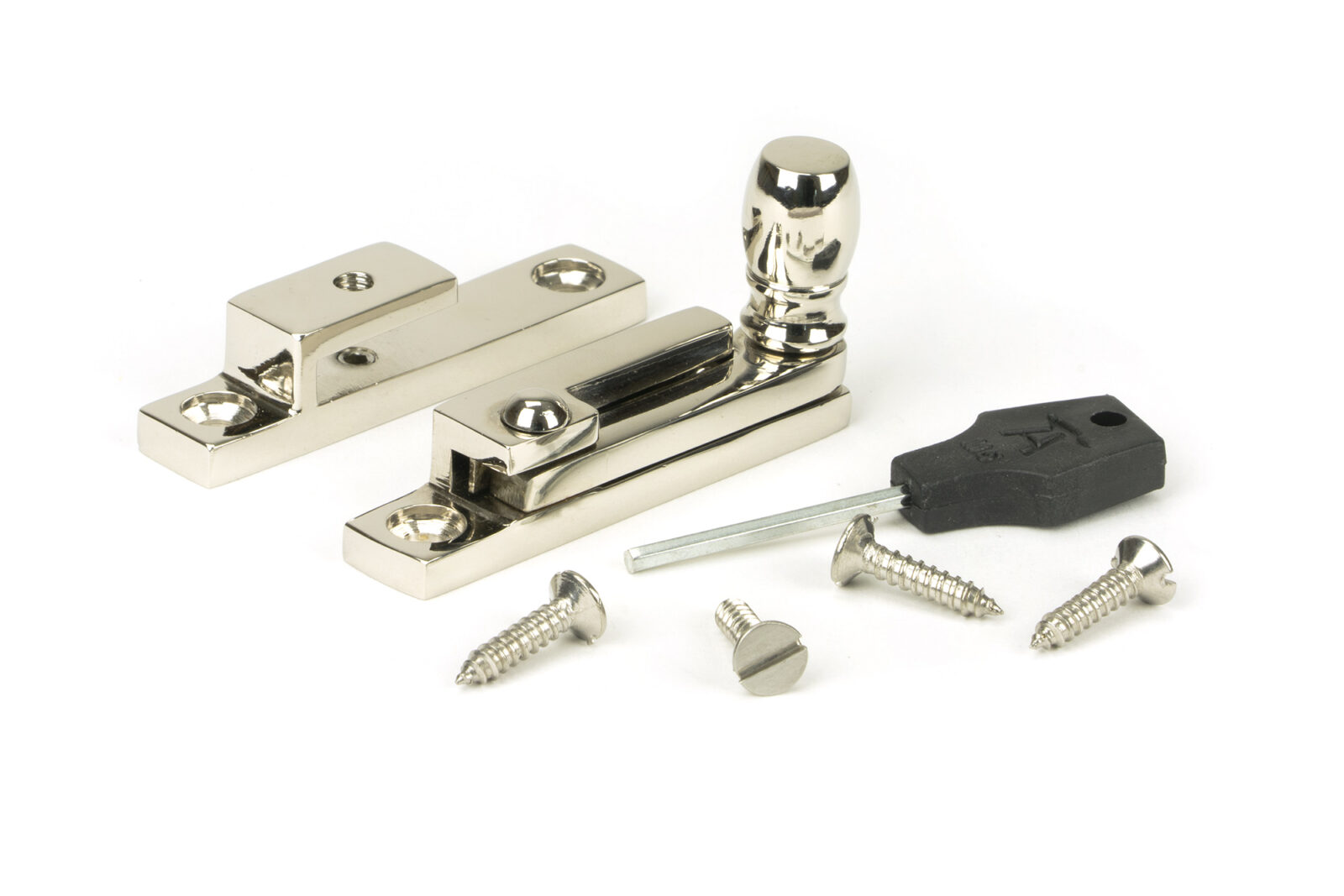 polished nickel mushroom quadrant fastener narrow