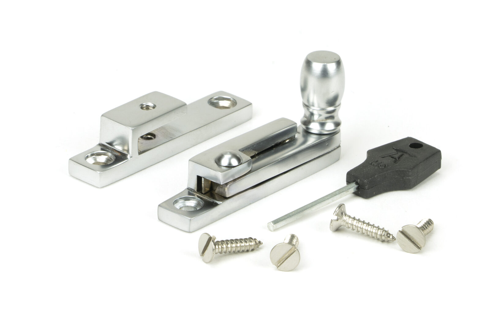 satin chrome mushroom quadrant fastener narrow