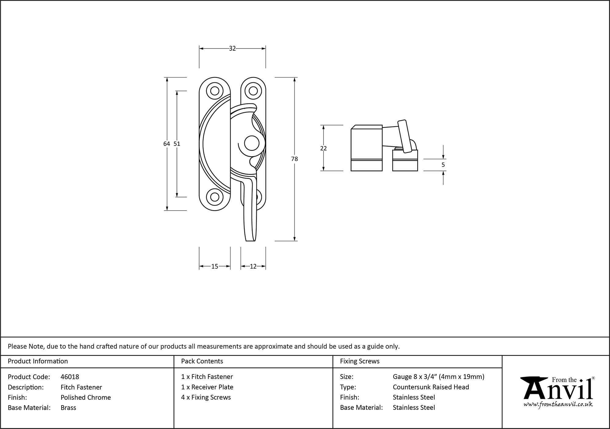 polished chrome fitch fastener