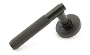 aged bronze brompton lever on rose set (art deco)