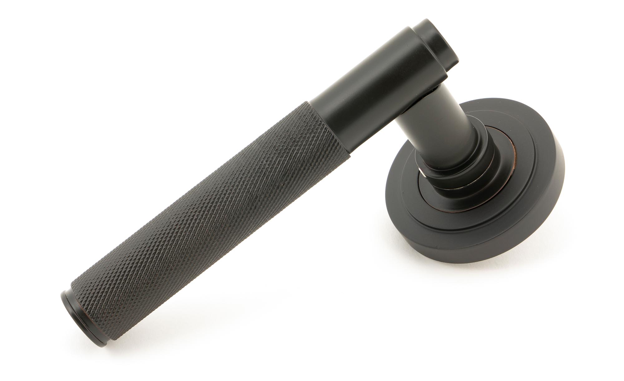 aged bronze brompton lever on rose set (art deco)