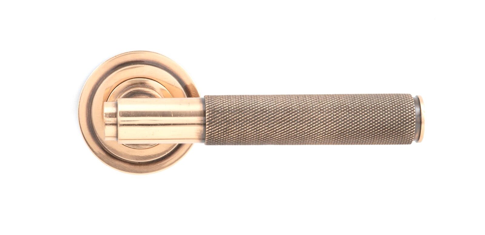 polished bronze brompton lever on rose set (art deco)