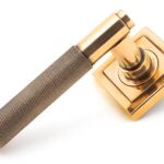 polished bronze brompton lever on rose set (square)