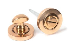 polished bronze round thumbturn set (plain)