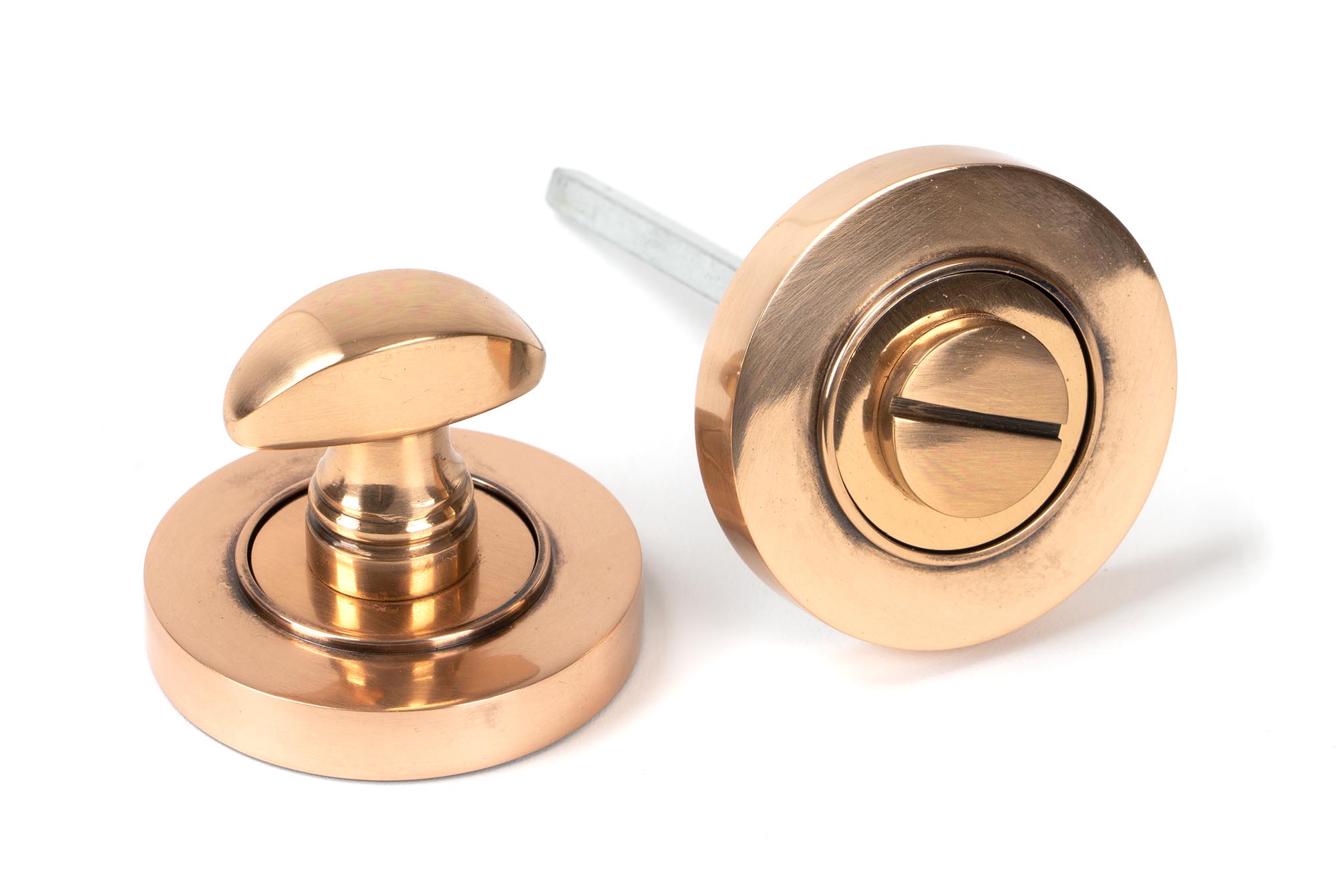 polished bronze round thumbturn set (plain)