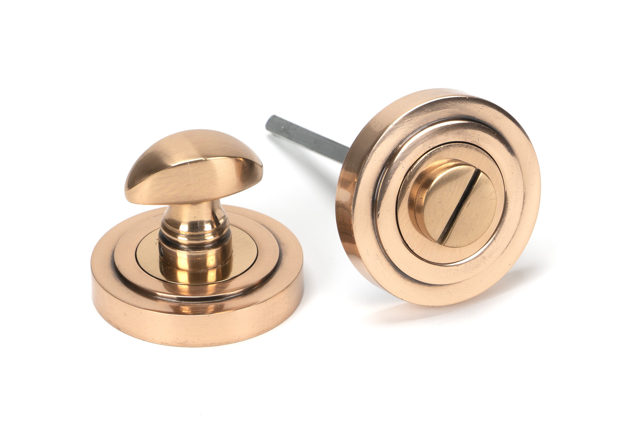polished bronze round thumbturn set (art deco)