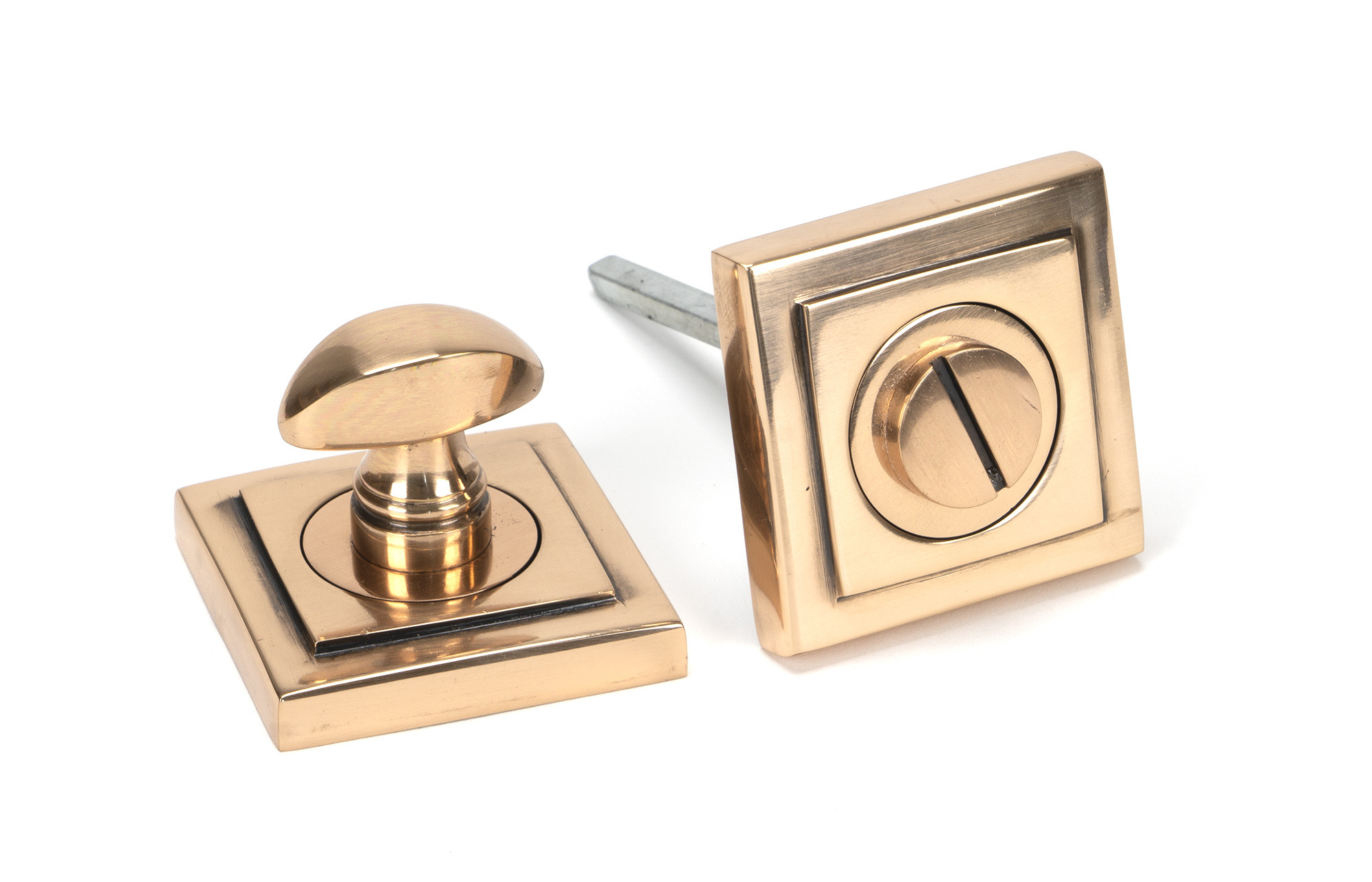 polished bronze round thumbturn set (square)