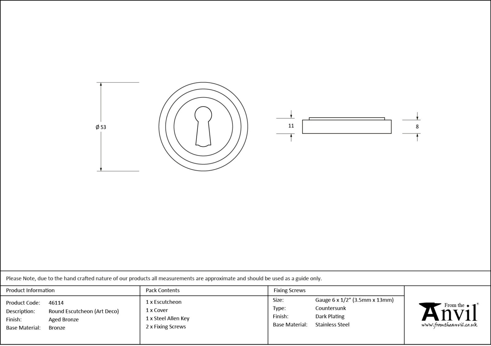 aged bronze round escutcheon (art deco)