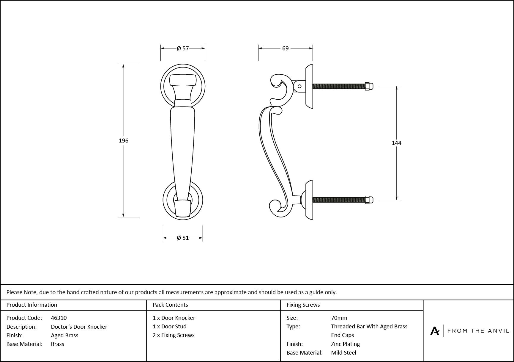 aged brass doctors door knocker