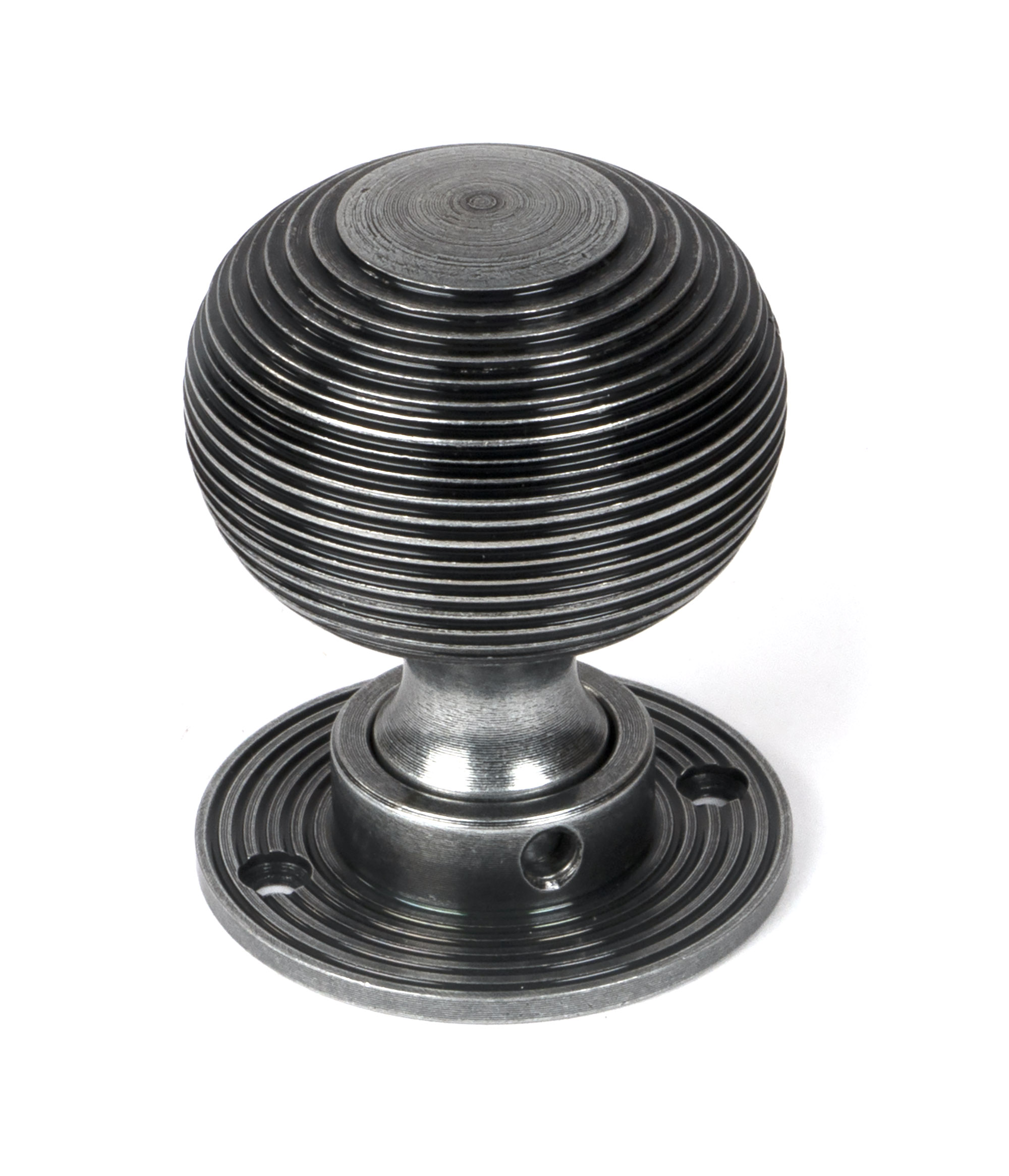 pewter heavy beehive mortice/rim knob set