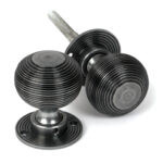 pewter heavy beehive mortice/rim knob set
