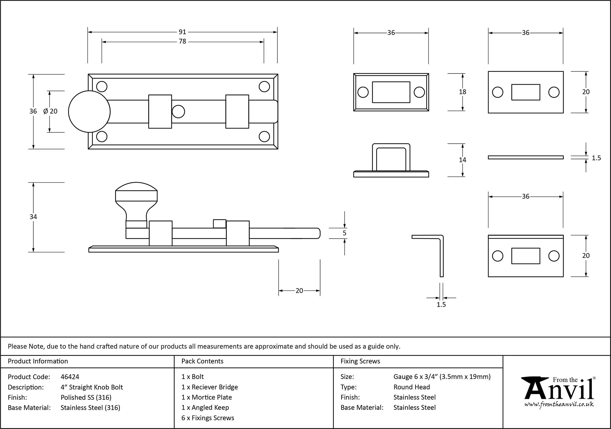 polished marine ss (316) 4" universal bolt