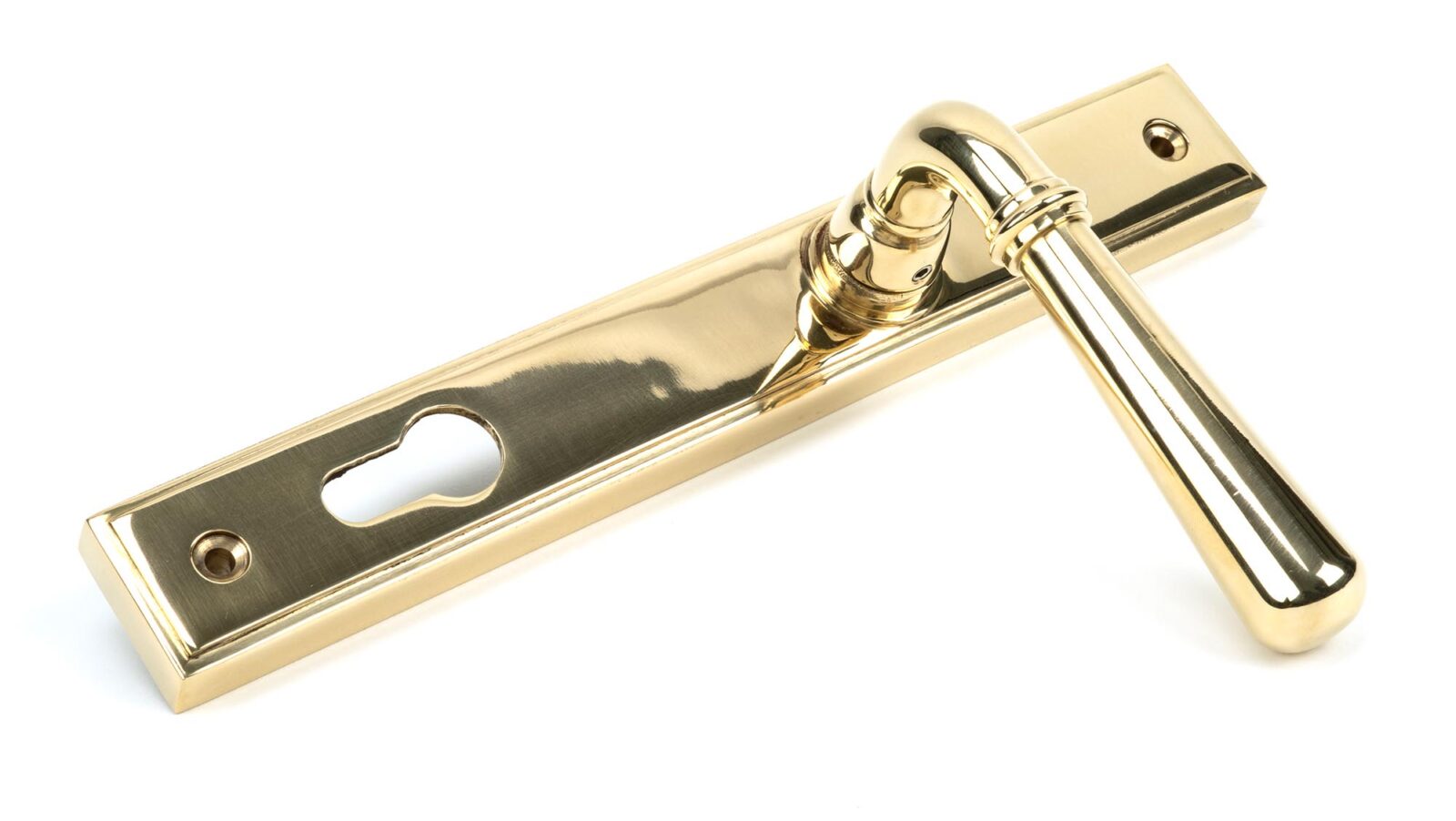 polished brass newbury slimline lever espag. lock set