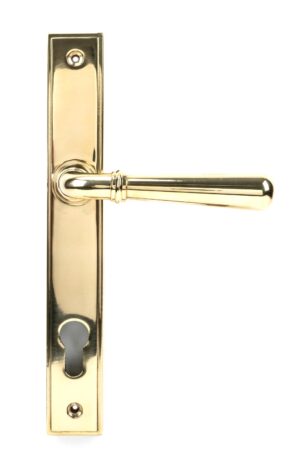 polished brass newbury slimline lever espag. lock set