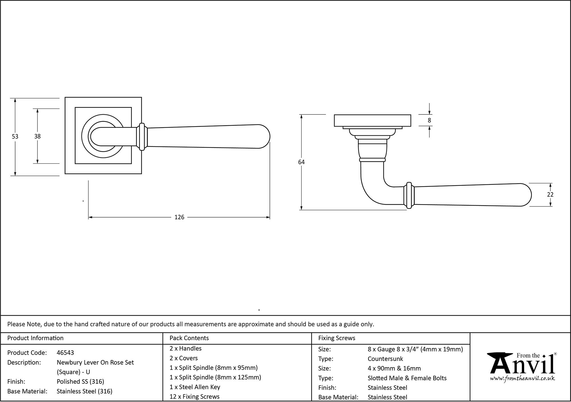 polished marine ss (316) newbury lever on rose set (square) unsprung
