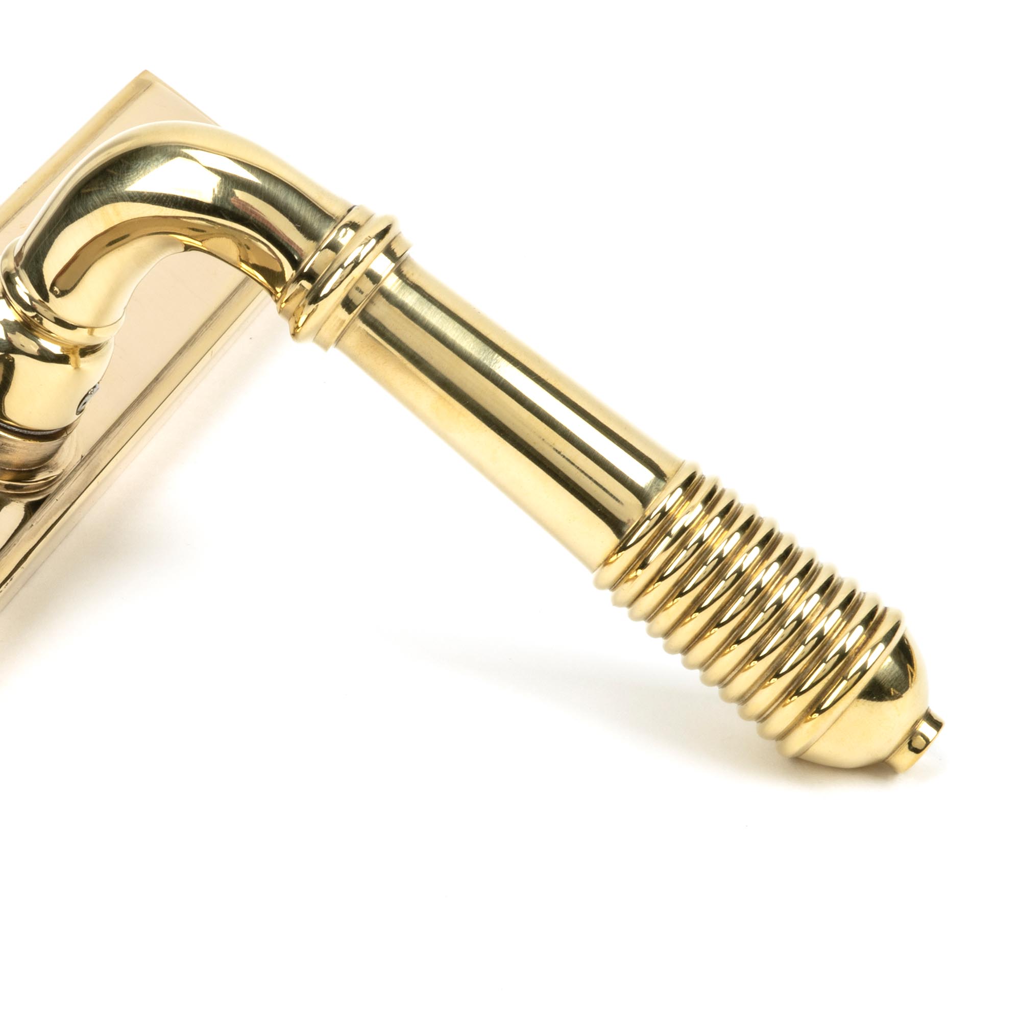 polished brass reeded slimline lever espag. lock set