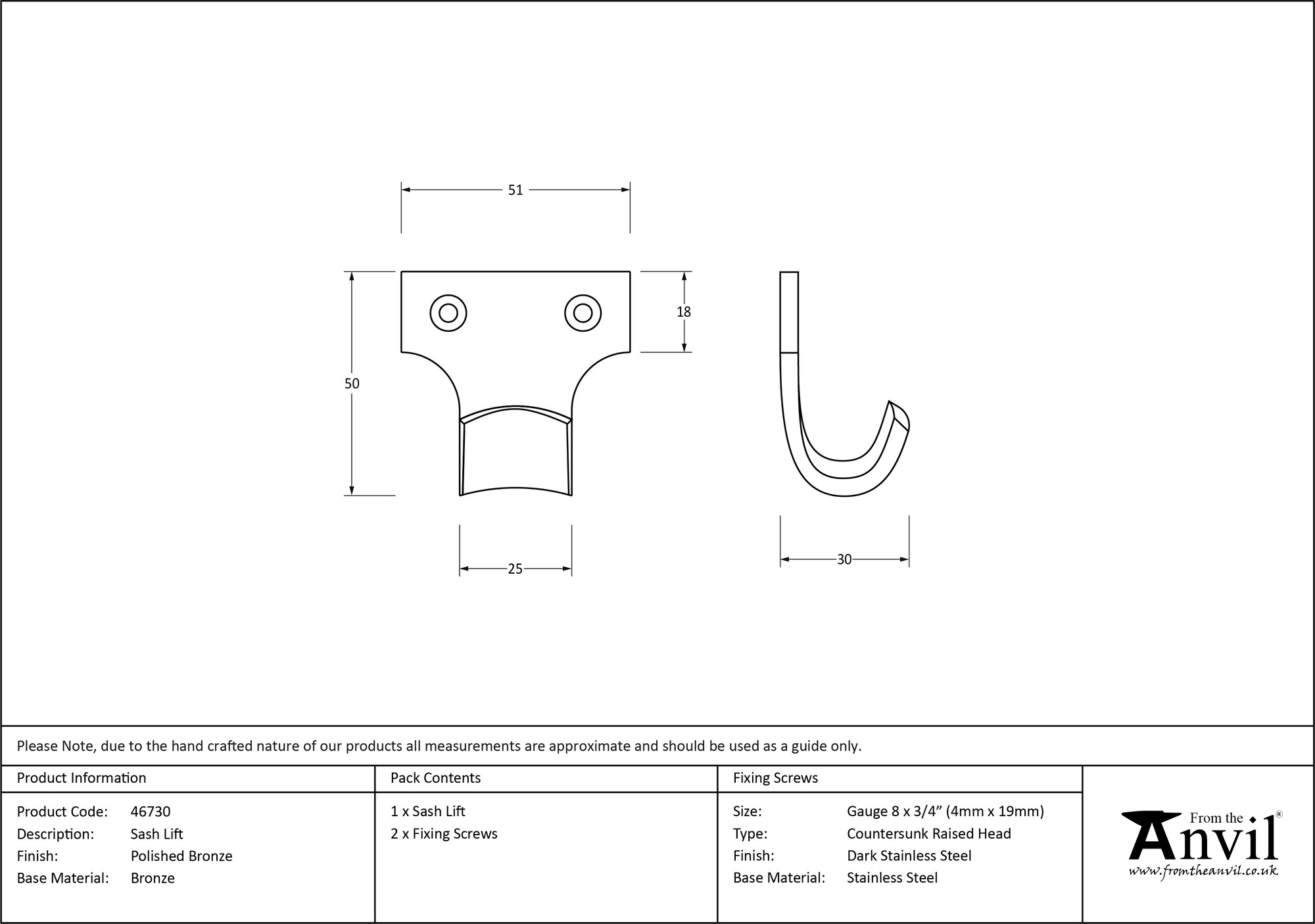 polished bronze sash lift