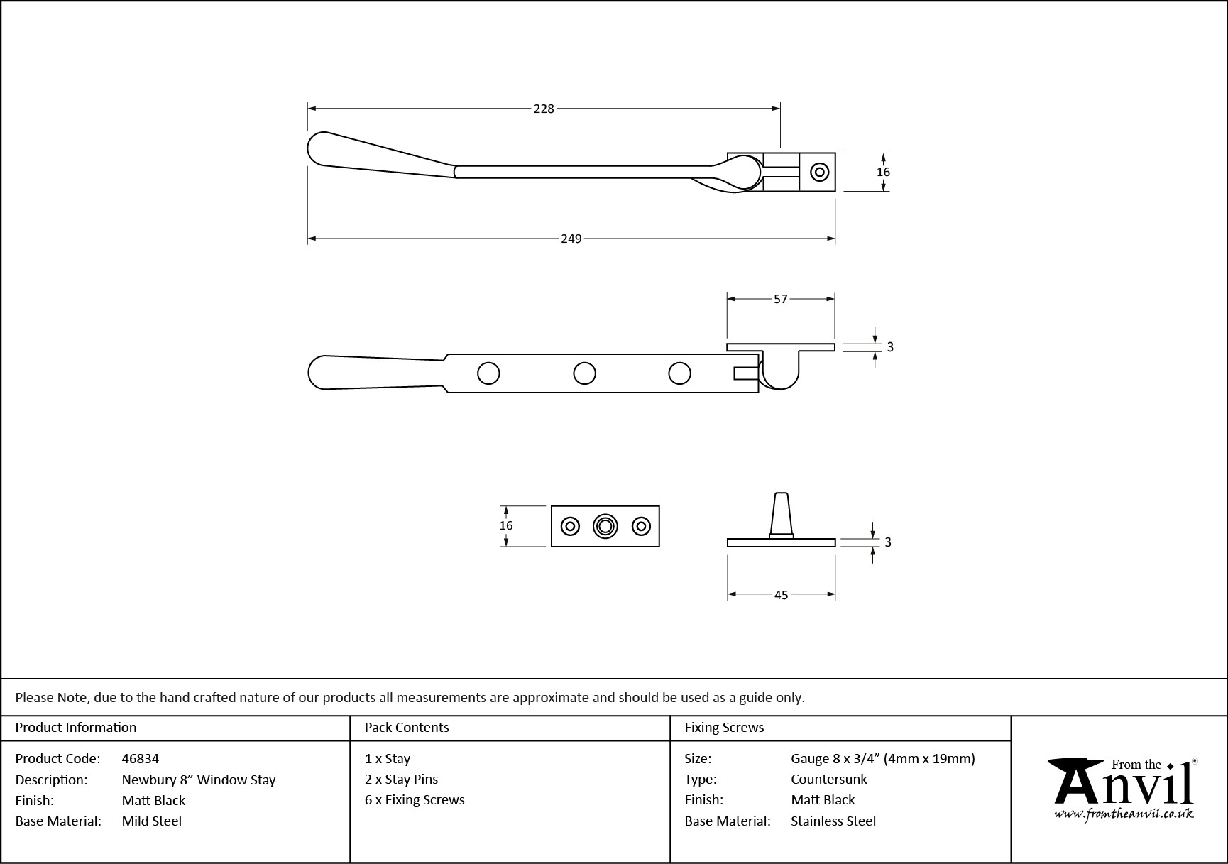 matt black 8" newbury stay