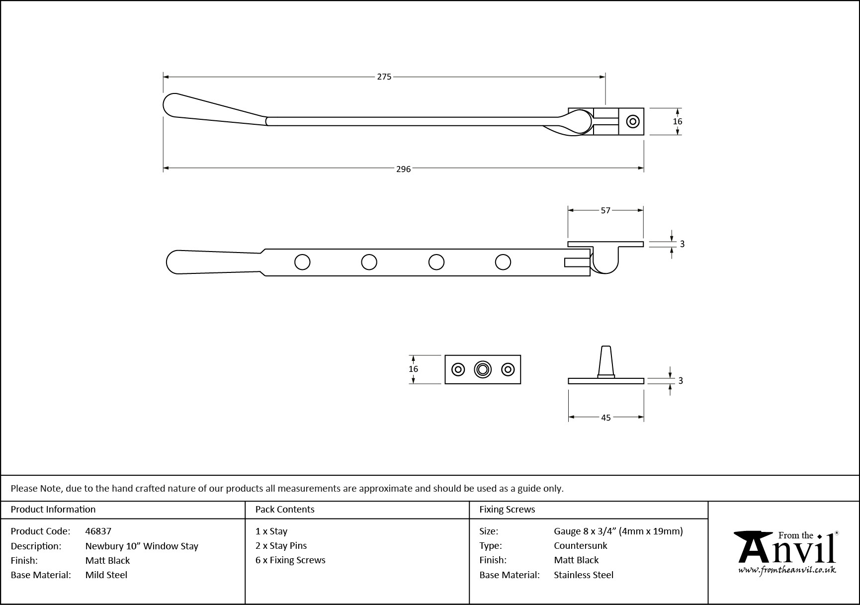 matt black 10" newbury stay