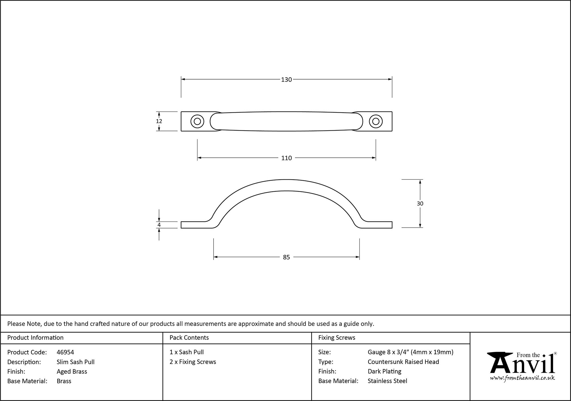 aged brass slim sash pull