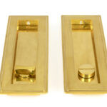 polished brass 175mm art deco rectangular pull privacy set