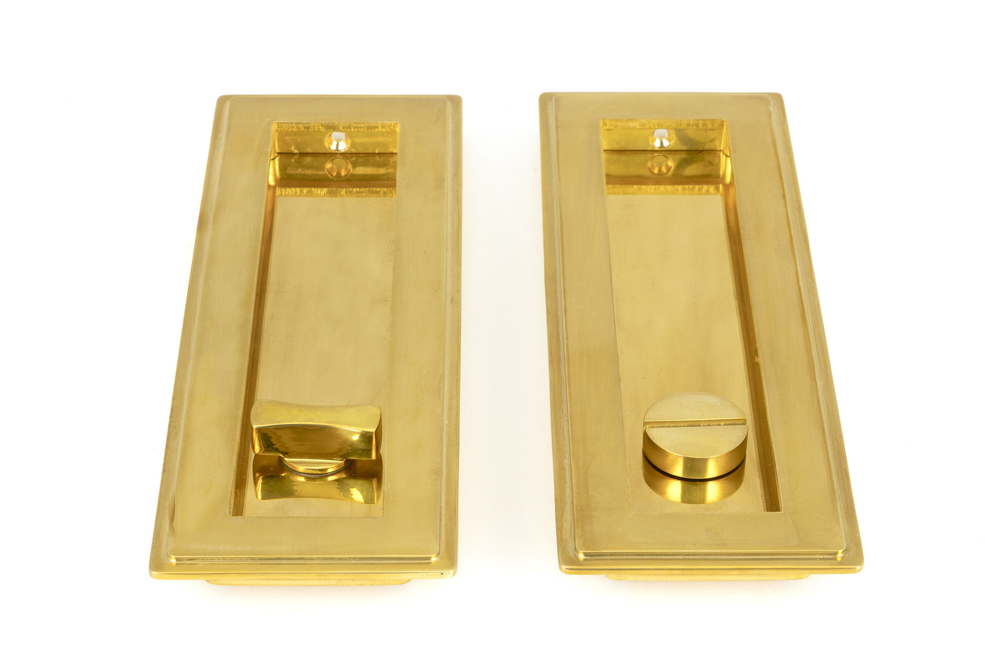 polished brass 175mm art deco rectangular pull privacy set