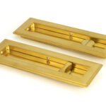polished brass 175mm art deco rectangular pull privacy set