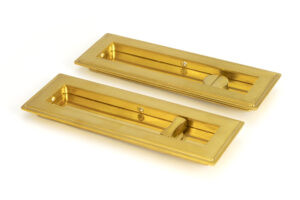 polished brass 175mm art deco rectangular pull privacy set