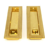 polished brass 250mm art deco rectangular pull privacy set