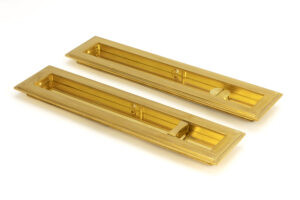 polished brass 250mm art deco rectangular pull privacy set